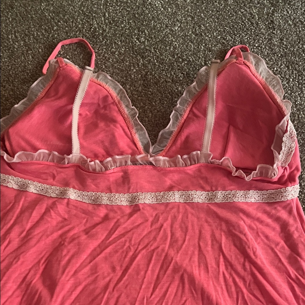 Victoria's Secret Coral Chemise with White Lace - Picture 4 of 5